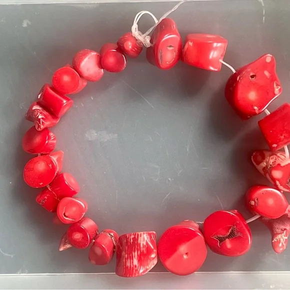 CORAL Nuggets Red Coral Strand Graduated sizes Vintage - Picture 3 of 6